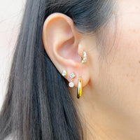 Princess & Round Diamond Drop Earrings