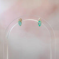 Diamond and Paraiba Pear Drop Earrings