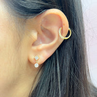Princess & Round Diamond Drop Earrings