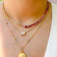 Half & Half Necklace (Pink Tourmaline & Rope Chain)