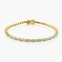 Turquoise & Diamond Tennis Bracelet