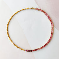 Half & Half Necklace (Pink Tourmaline & Rope Chain)