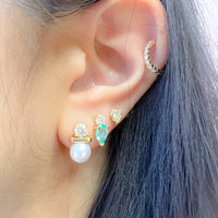 Diamond and Paraiba Pear Drop Earrings