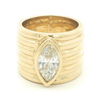 1ctw Lab Grown Marquise Ribbed Ring