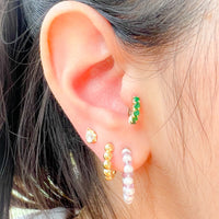 Pearl & Pink Sapphire Hoops