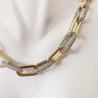 Alternating Diamond & Gold Paperclip Necklace