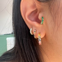 Rainbow Sapphire In and Out Hoops (0.75 inch)