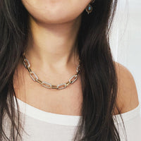 Alternating Diamond & Gold Paperclip Necklace