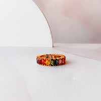 Oval Rainbow Sapphire Eternity Band