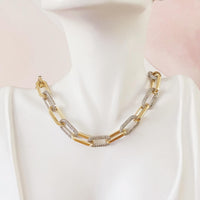 Alternating Diamond & Gold Paperclip Necklace