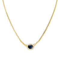 Serpentine Chain with Oval Sapphire Halo Center