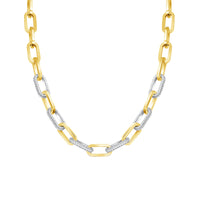 Alternating Diamond & Gold Paperclip Necklace