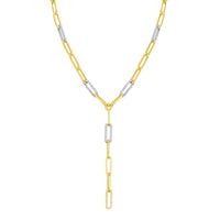 Alternating Diamond & Gold Paperclip Lariat Necklace