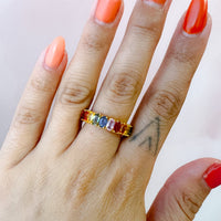 Oval Rainbow Sapphire Eternity Band
