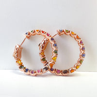 Rainbow Sapphire In and Out Hoops (1 inch)