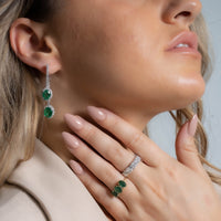 Oval Emerald Front and Back Drop Earrings
