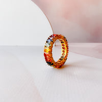 Oval Rainbow Sapphire Eternity Band