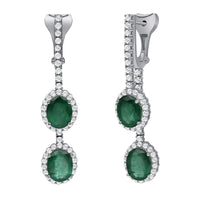 Oval Emerald Front and Back Drop Earrings