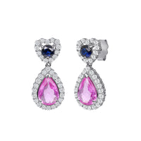 Heart and Pear Sapphire Drop Earrings