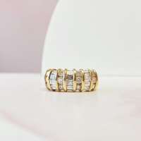 Round & Baguette Dome Band