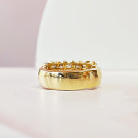 Round & Baguette Dome Band