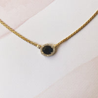 Serpentine Chain with Oval Sapphire Halo Center