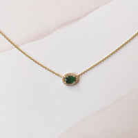 Oval Emerald Halo Pendant