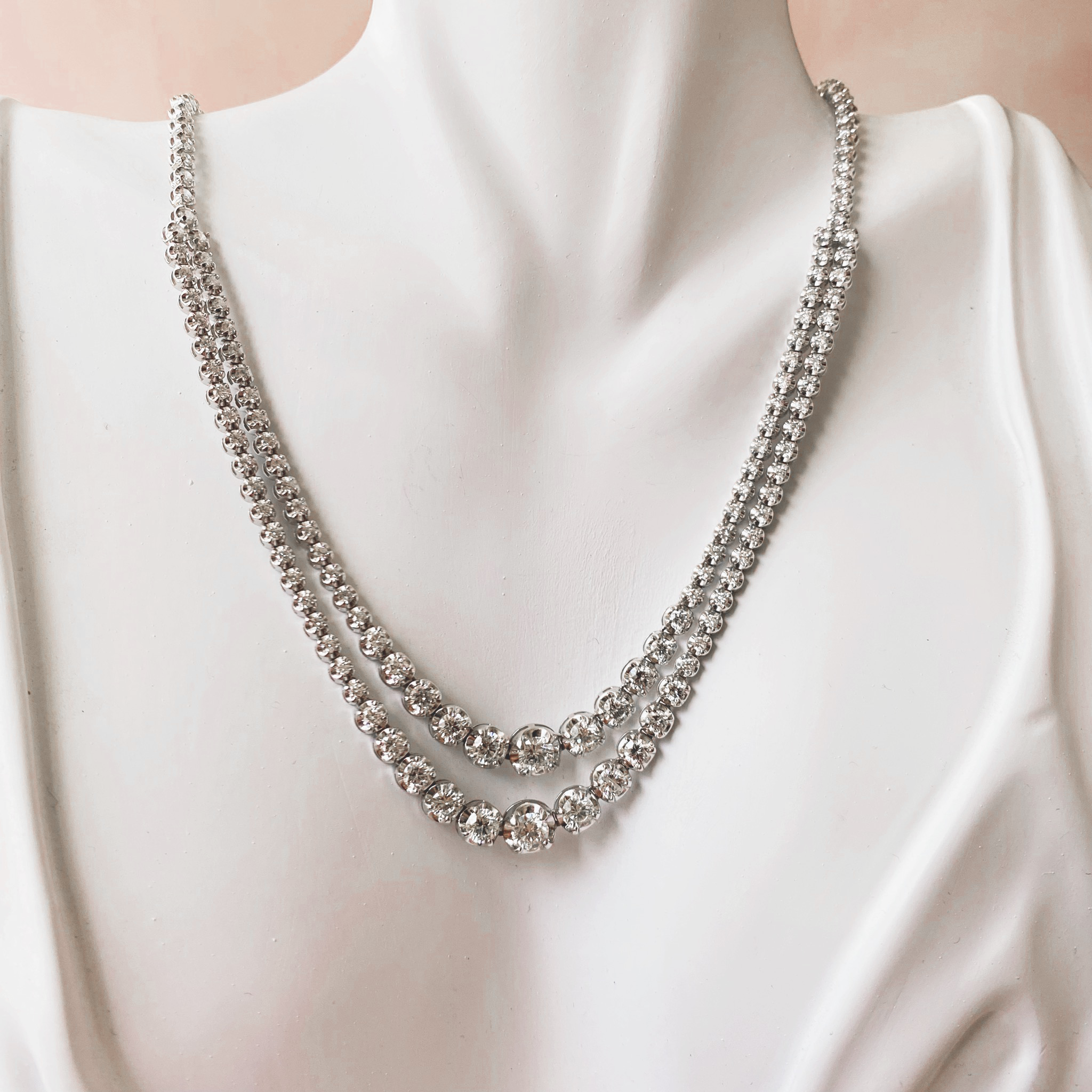 Double Row Graduated Tennis Necklace