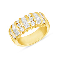 Round & Baguette Dome Band