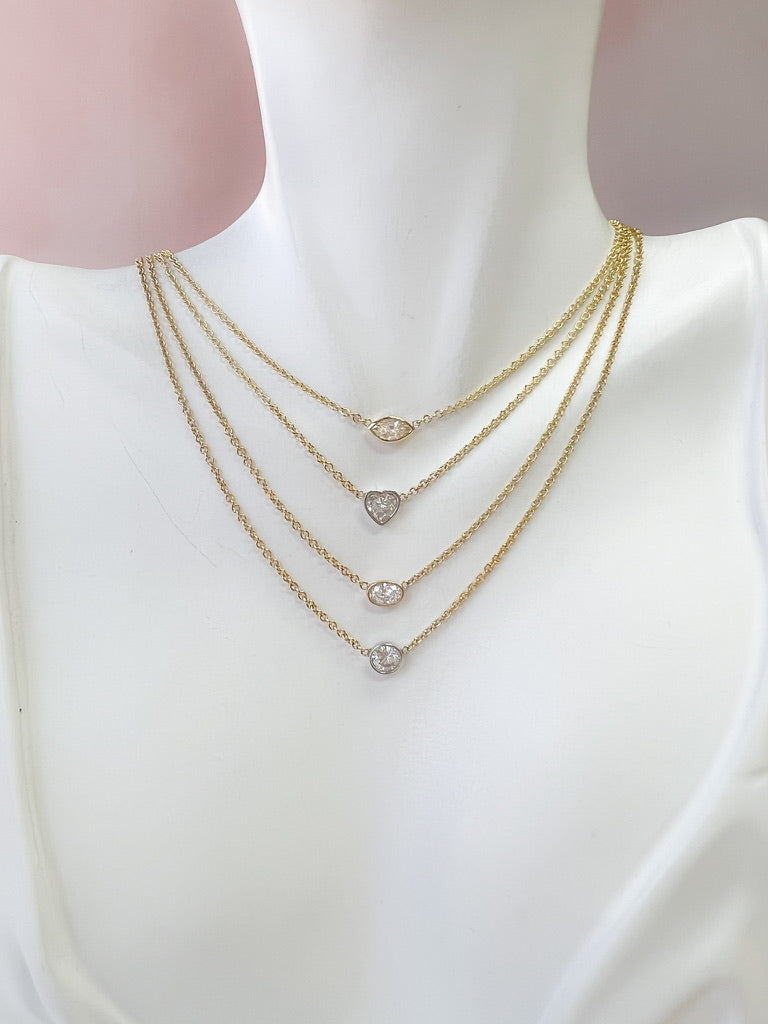 Heart Shaped Diamond Bezel Necklace