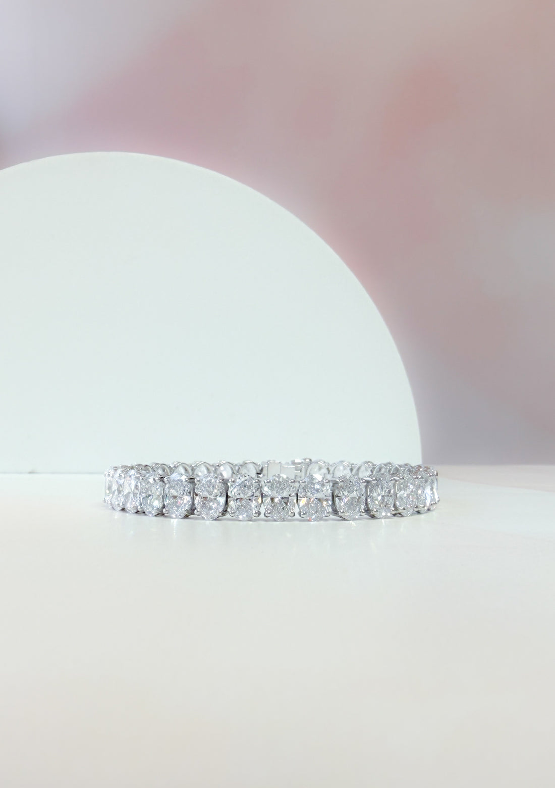 30ctw Lab Grown Oval Diamond Tennis Bracelet