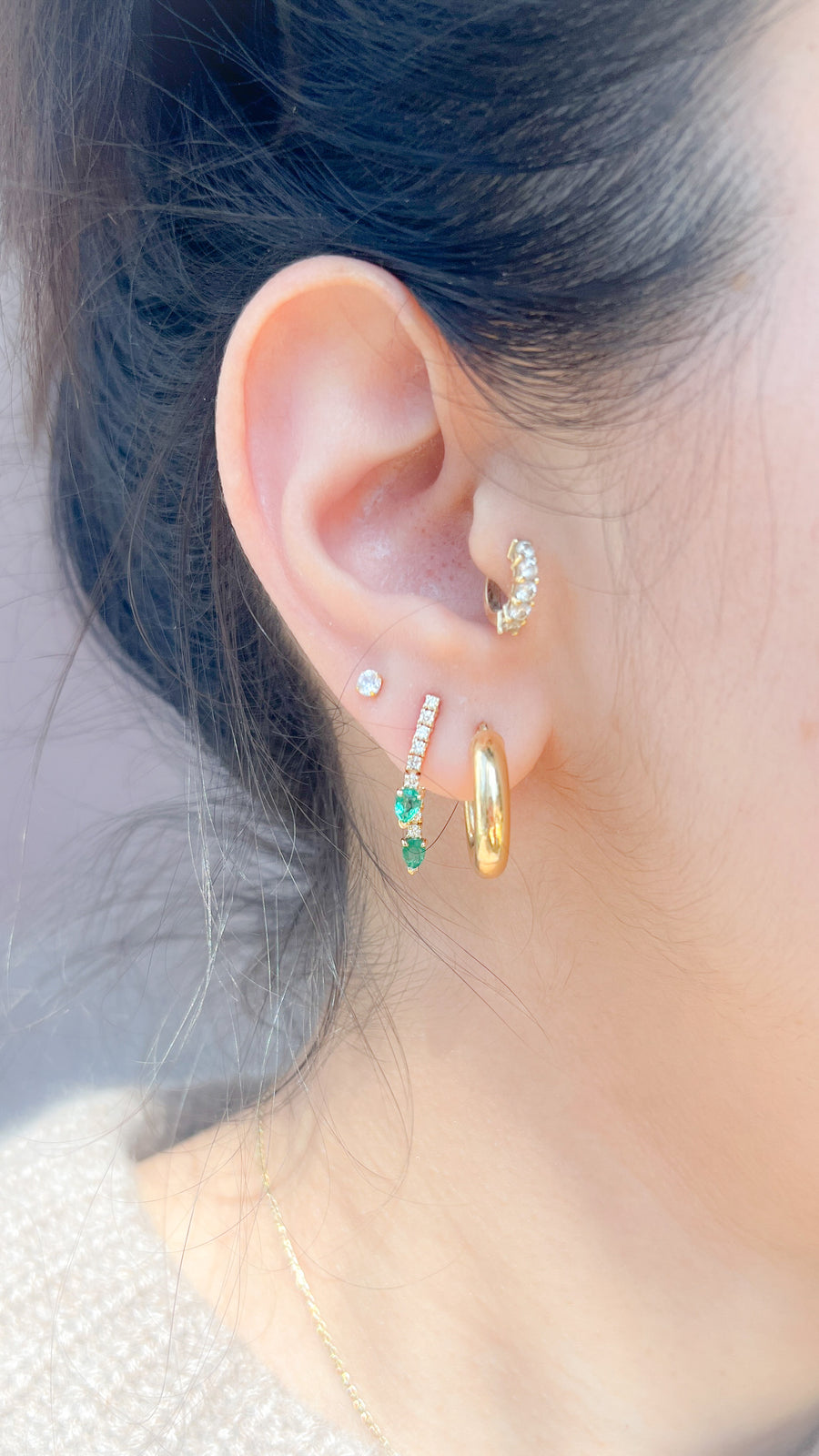 Emerald Pear Drop Jacket Earring