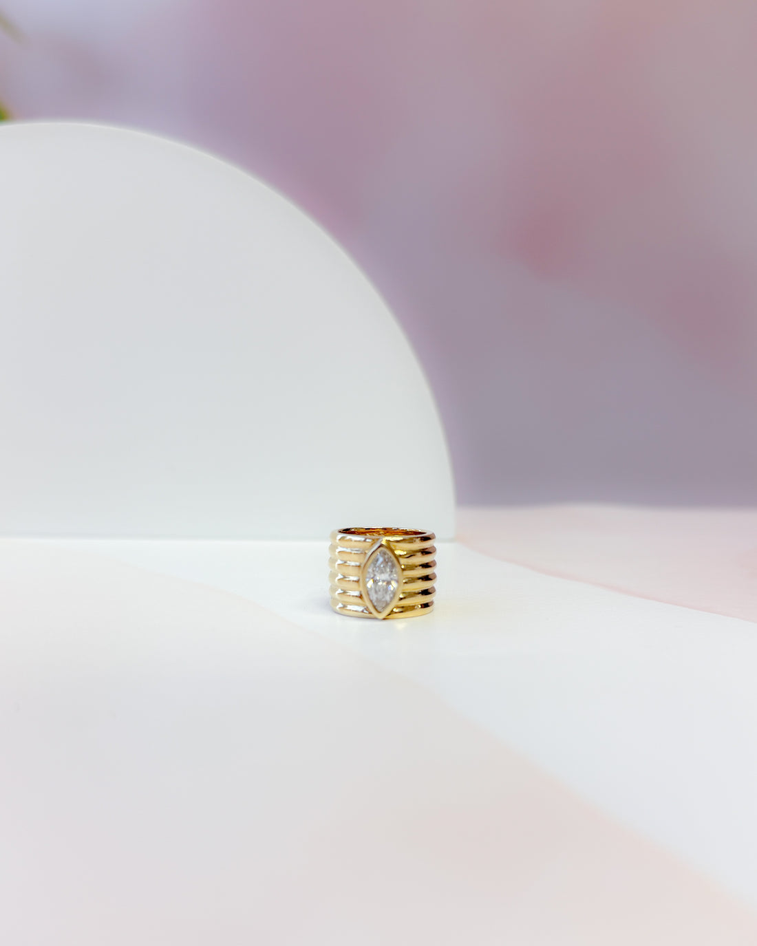 1ctw Lab Grown Marquise Ribbed Ring