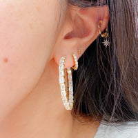 12ct Lab Grown Emerald Cut Diamond In & Out Hoops