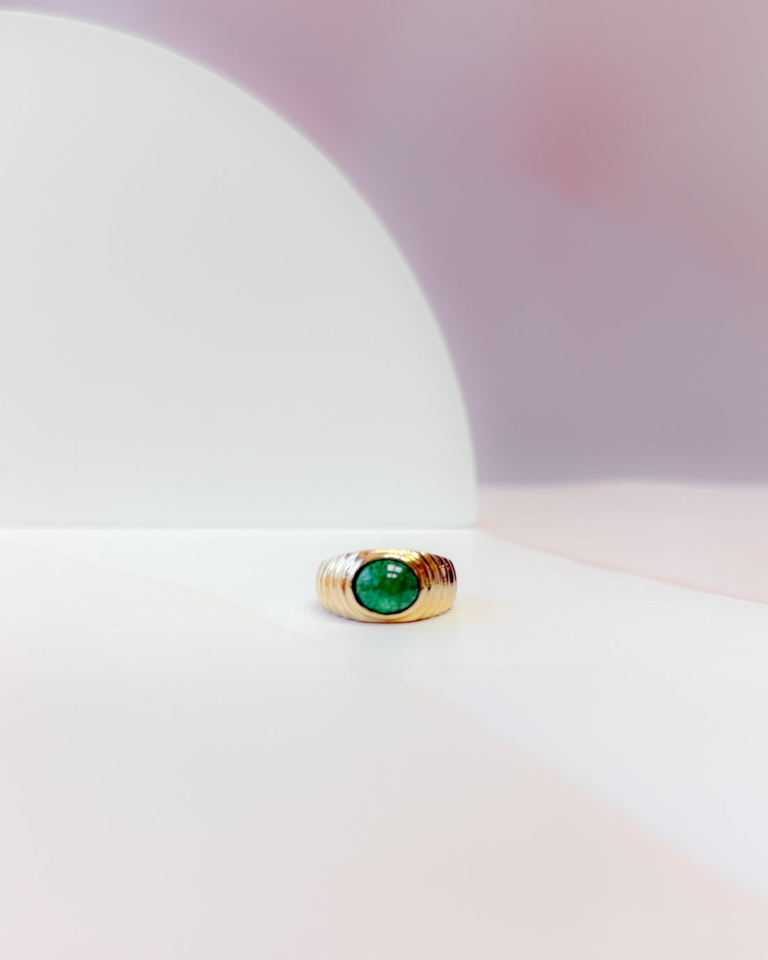 Oval Cabachon Emerald Ring