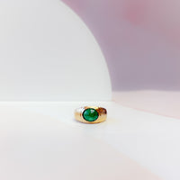 Oval Cabachon Emerald Ring