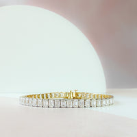 15ct Lab Grown Emerald Cut Diamond Tennis Bracelet