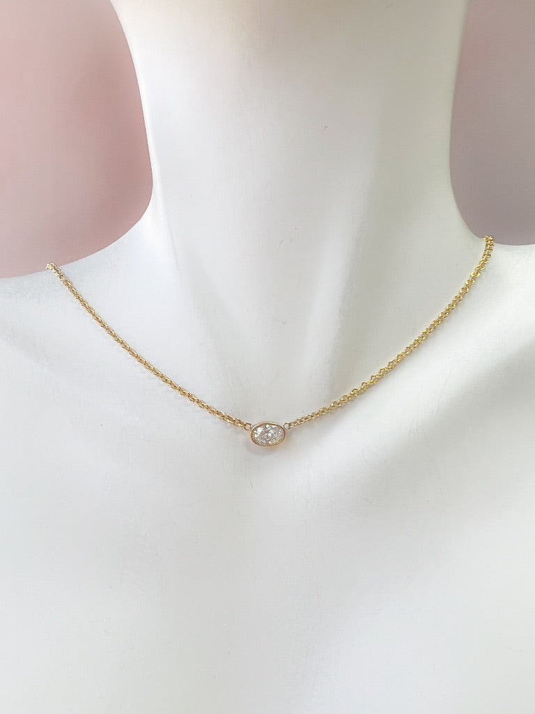 Oval Diamond Bezel Necklace