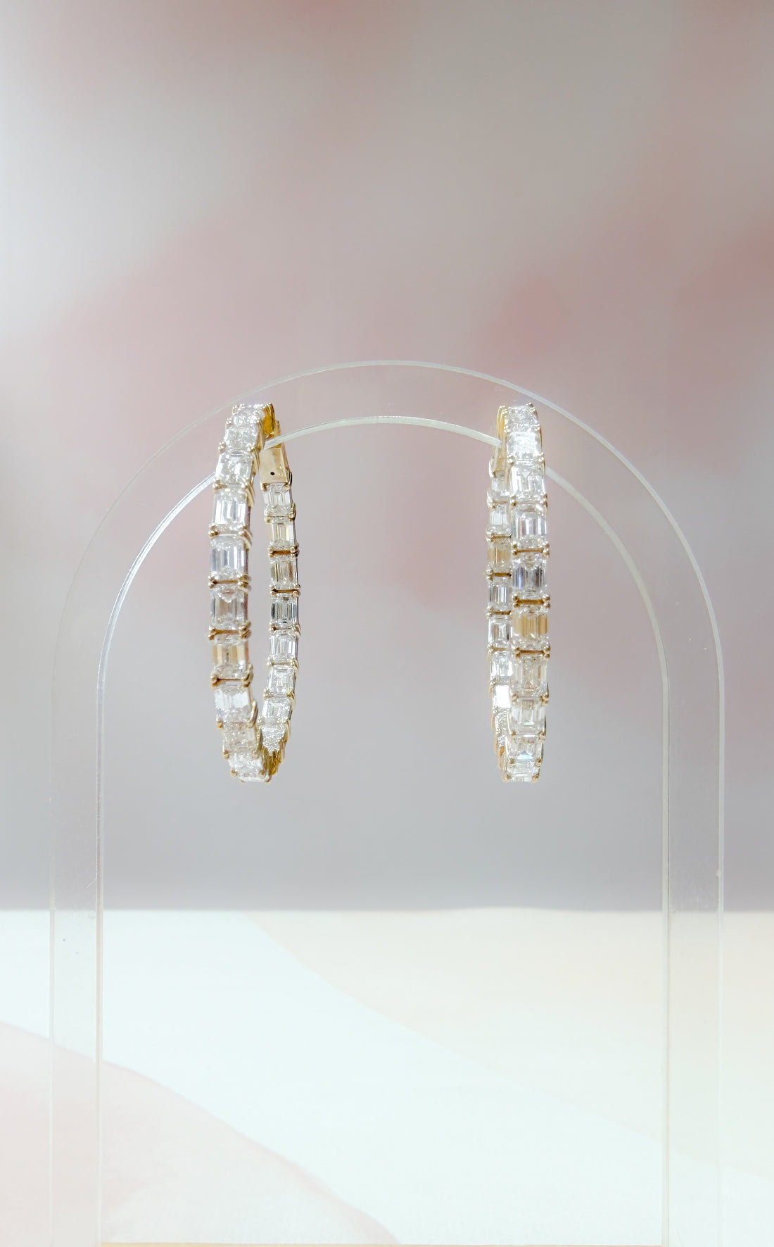 12ct Lab Grown Emerald Cut Diamond In & Out Hoops