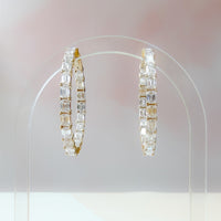 12ct Lab Grown Emerald Cut Diamond In & Out Hoops