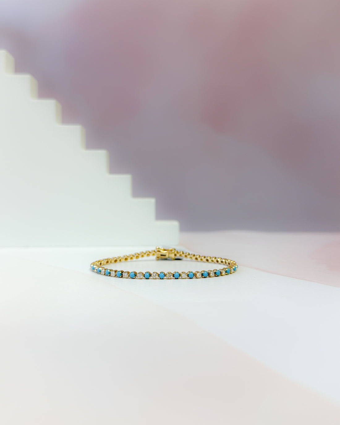 Turquoise & Diamond Tennis Bracelet
