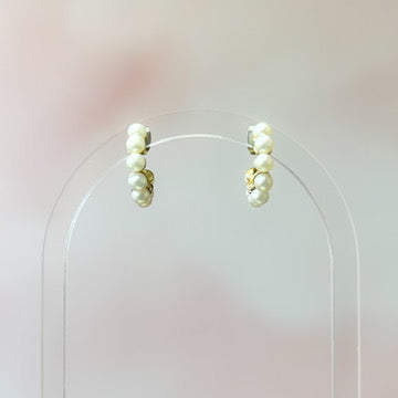 Pearl Huggie Hoops