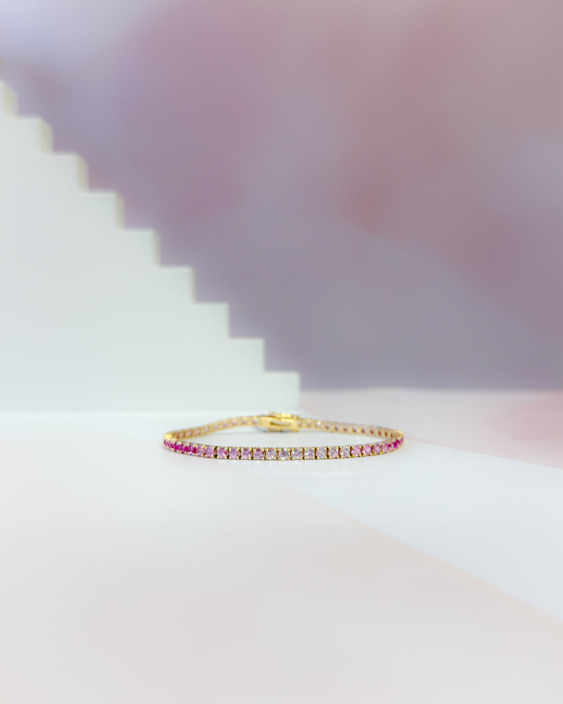 6.5ctw Pink Sapphire Ombré Tennis Bracelet