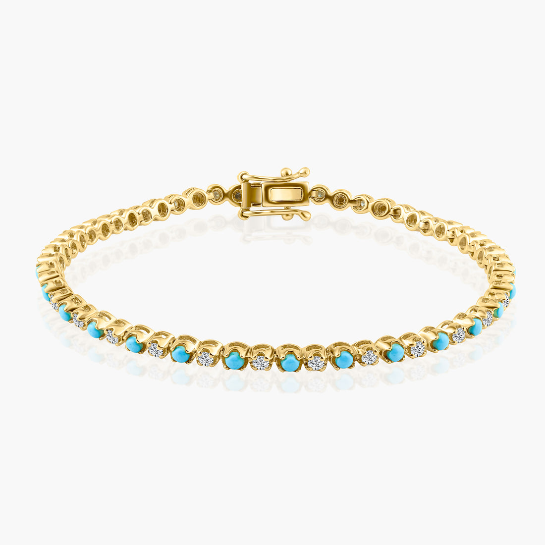 Turquoise & Diamond Tennis Bracelet