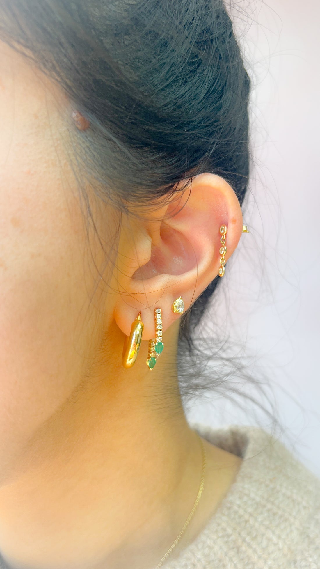 Emerald Pear Drop Jacket Earring