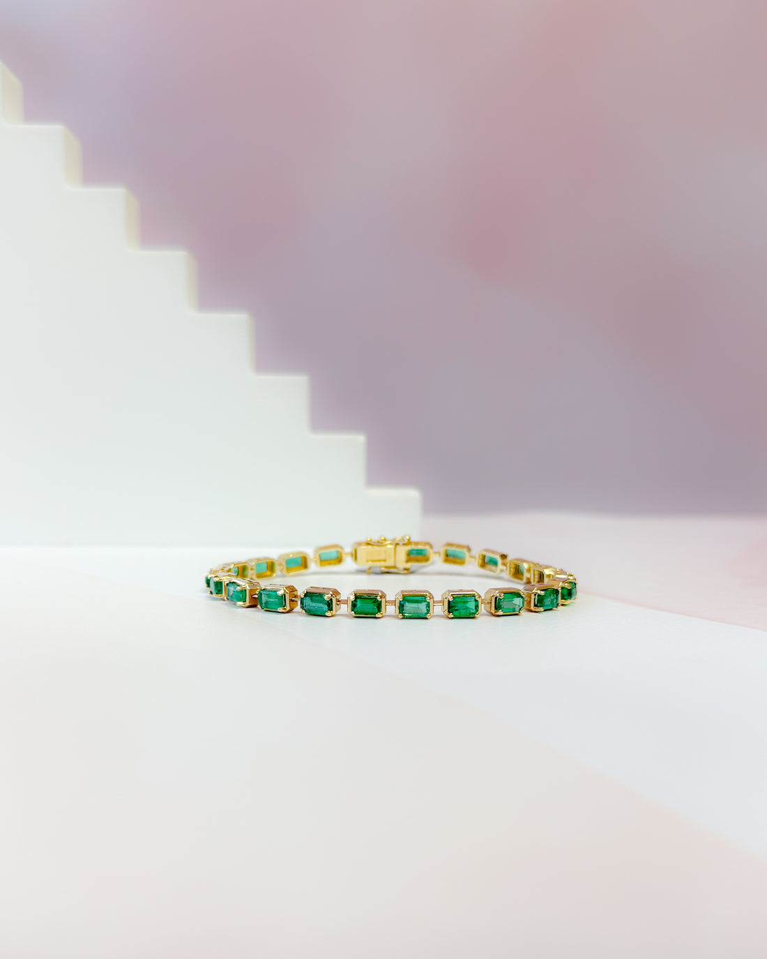 7ctw East West Green Emerald Tennis Bracelet
