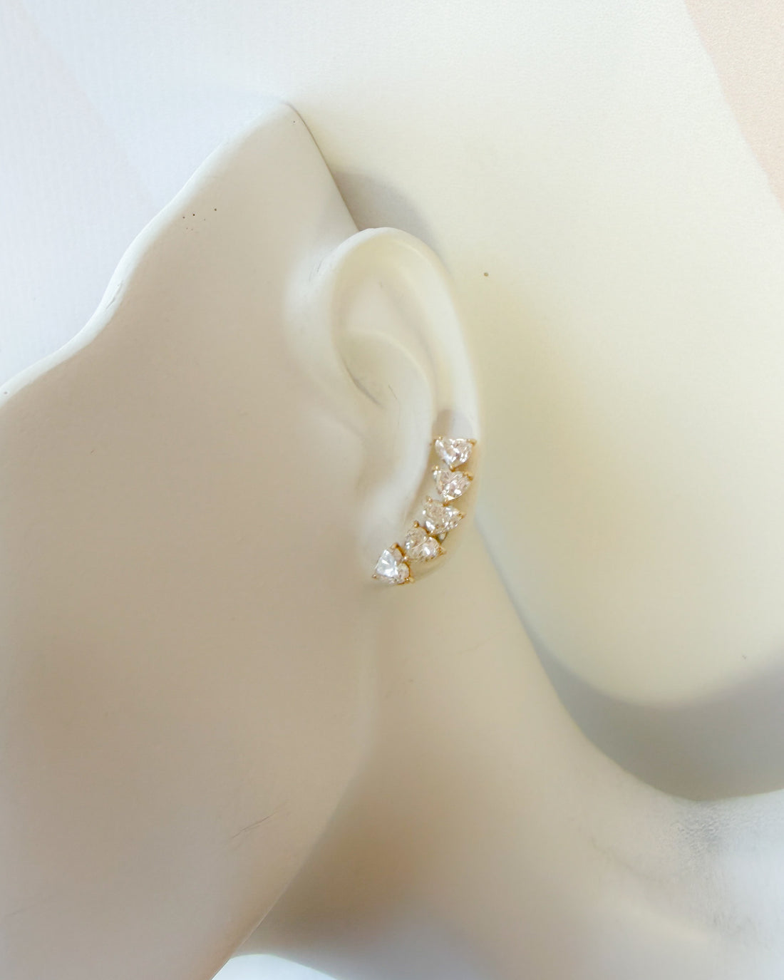 Heart Shaped Diamond Climber Earrings