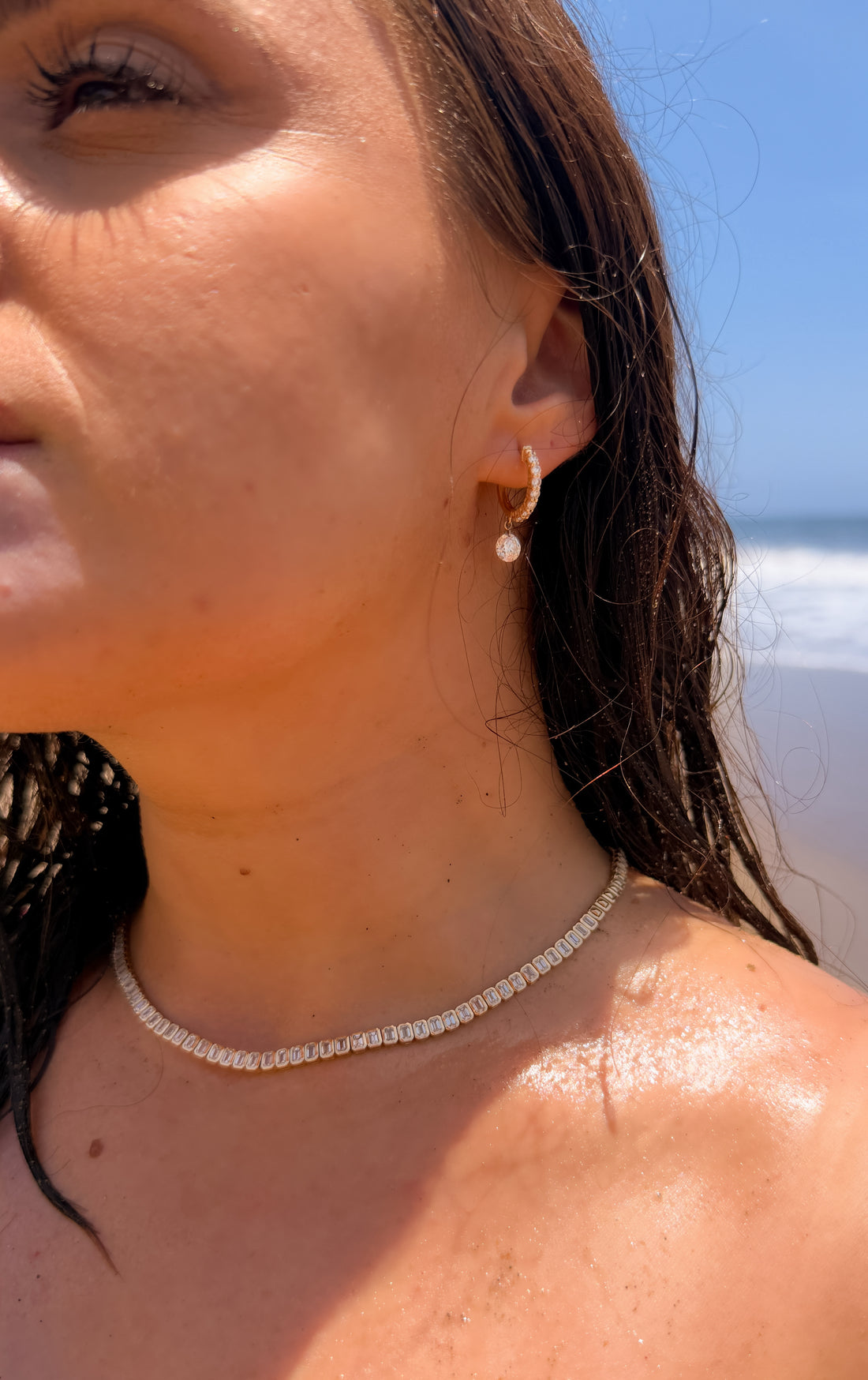 6ctw Emerald Cut Diamond Bezel Tennis Necklace