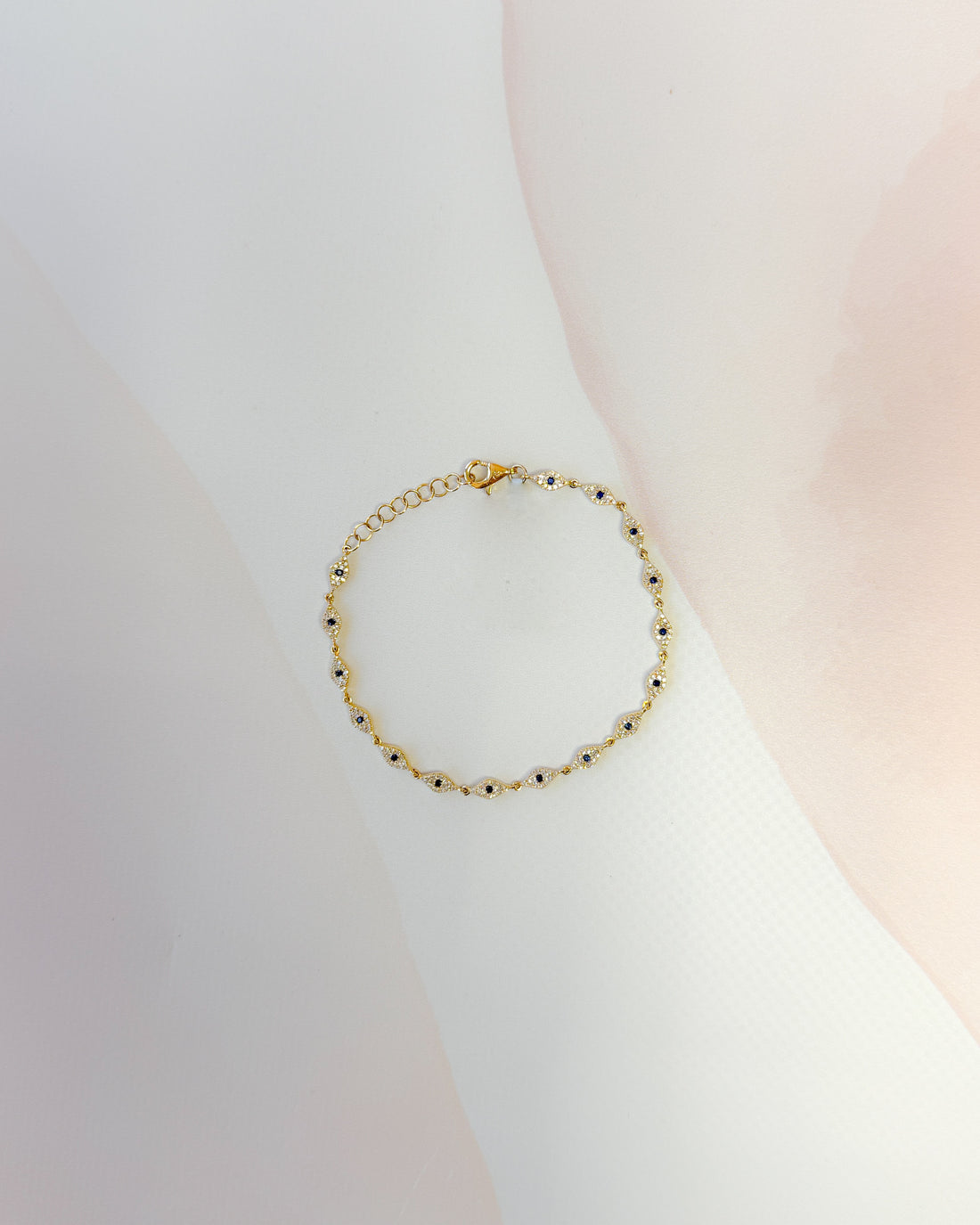 Pavé Diamond & Sapphire Evil Eye Bracelet