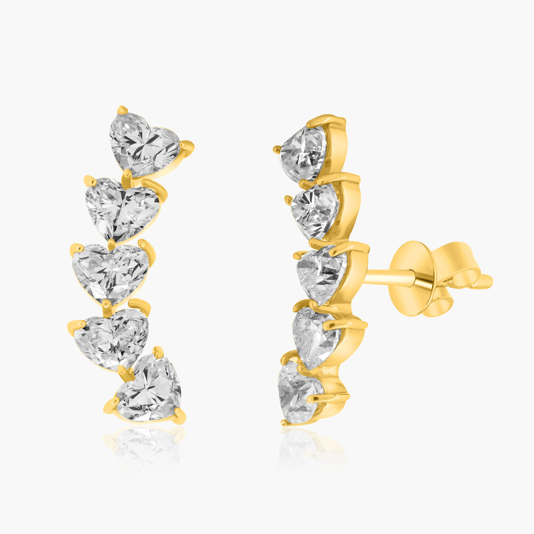 Heart Shaped Diamond Climber Earrings